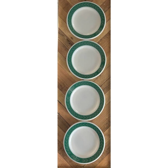 Vintage Corning décor laurel vine fern green 6” dinnerware salad plates set of 4 - Picture 1 of 6